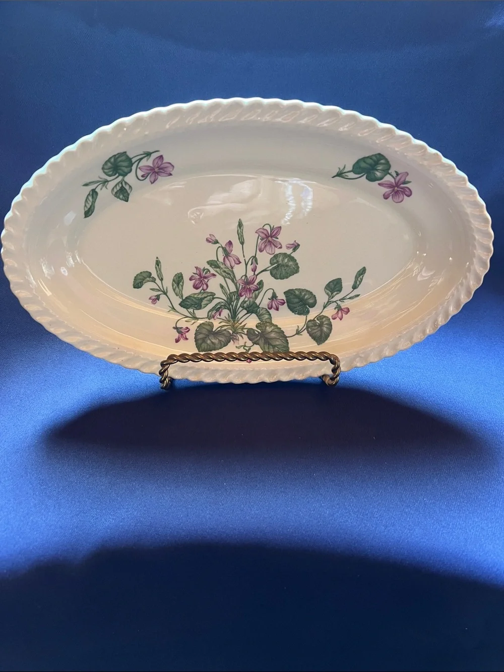 Royal Gadroon Platter Violet Flowers Vintage Harker Pottery - Picture 1 of 8